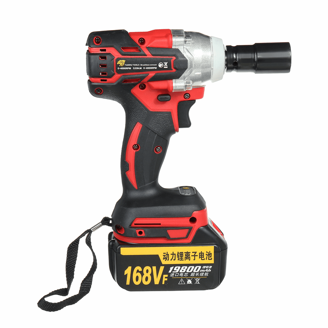 168VF 520Nm High Torque Electric Cordless Brushless Impact Wrench Tool with Rechargeable Battery - MRSLM