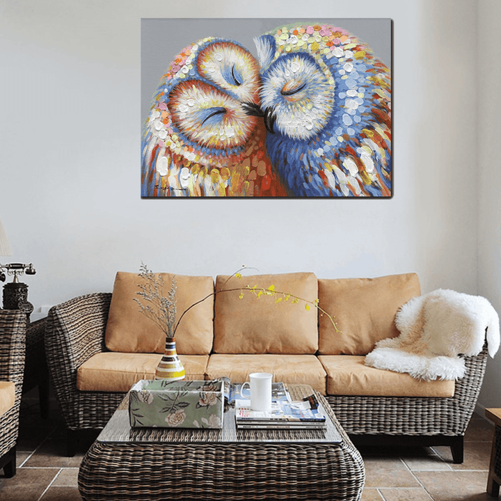 50*70CM Kissed Owl Couple Canvas Print Picture Wall Hang Art Home Wedding Decorations - MRSLM