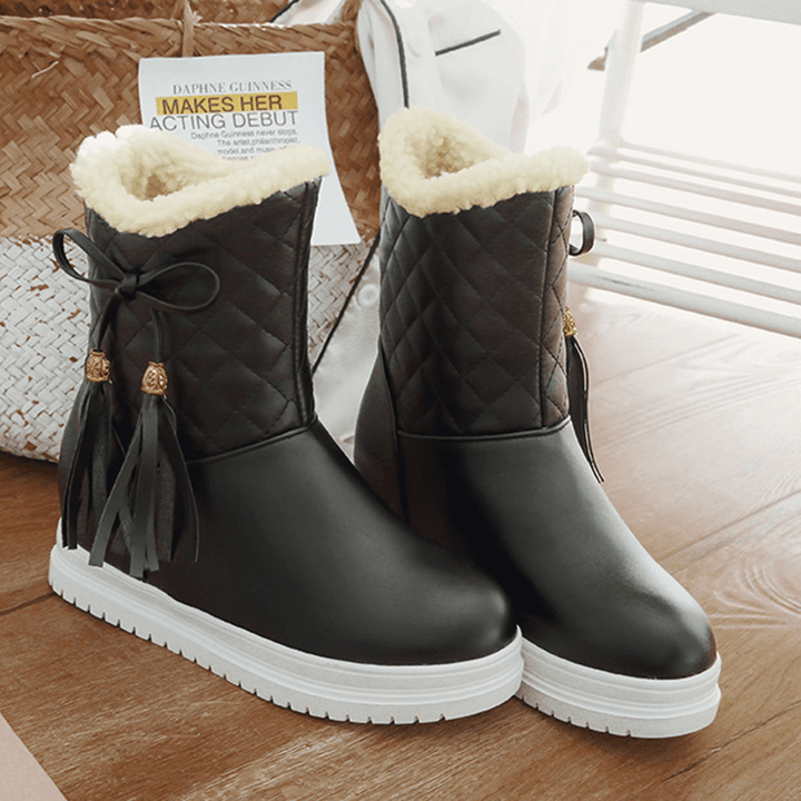 Warm Flat Platform Slip on Causal Soft Ankle Snow Boots - MRSLM