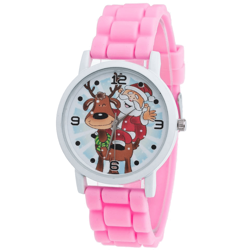 Cartoon Santa Claus and Reindeer Pattern Silicone Strap Watch Cute Kid Watch Fashion Children Quartz Watch - MRSLM