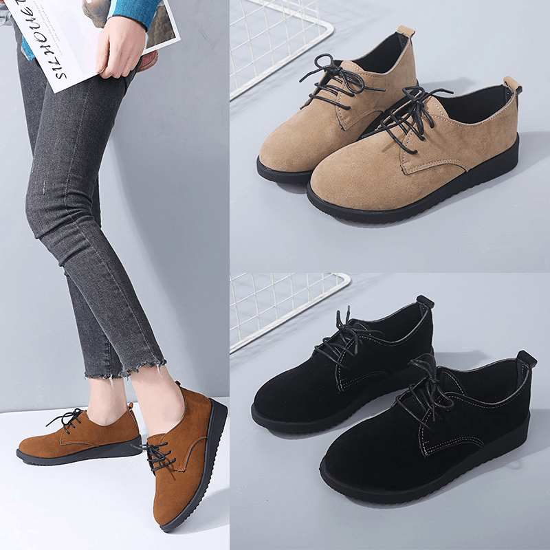 Women Casual Pure Color Lace up Flats - MRSLM