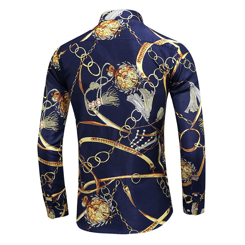 Fashion Simple Men'S Printed Long-Sleeved Shirt - MRSLM