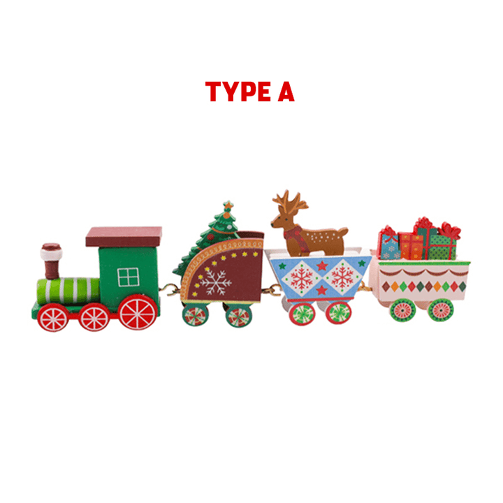 Wooden Christmas Train Ornament Christmas Decoration for Home Santa Claus Gift - MRSLM