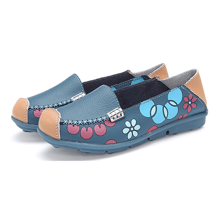 Women Flats Shoes Comfortable Breathable Slip on Flower Floral Flat Loafers Shoes - MRSLM