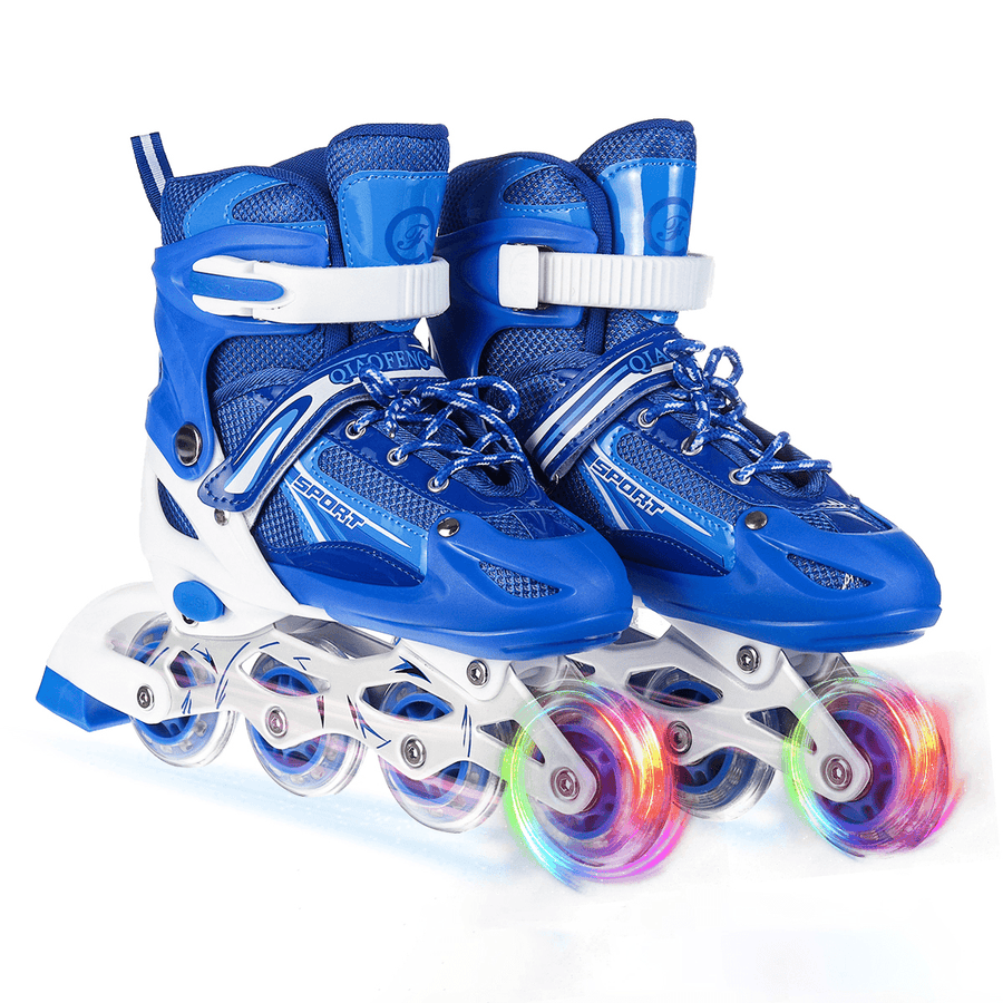 Adjustable Inline Skates Speed Skates Professional Sneakers Roller Blades with 1 Flashing Wheel for Kids Teen Adult - MRSLM