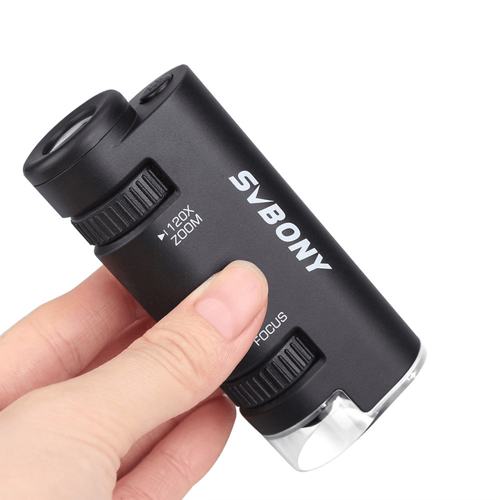 SVBONY SV603 120X Portable Handheld Microscope Magnifying Glass Biological Science Observation Exploration with LED Lighting - MRSLM