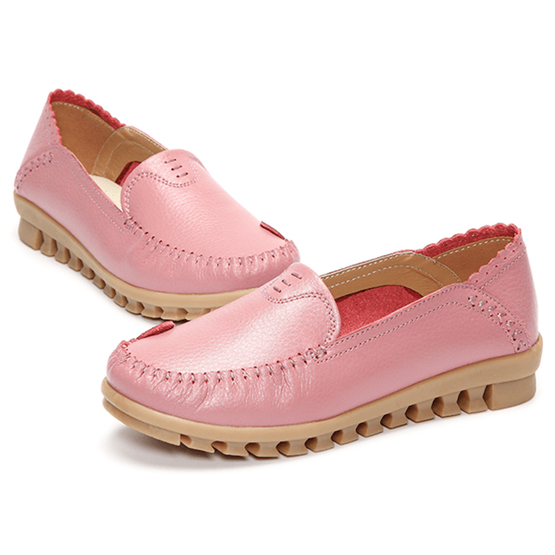 Soft Rubber Sole round Toe Pure Color Slip on Flat Loafers - MRSLM