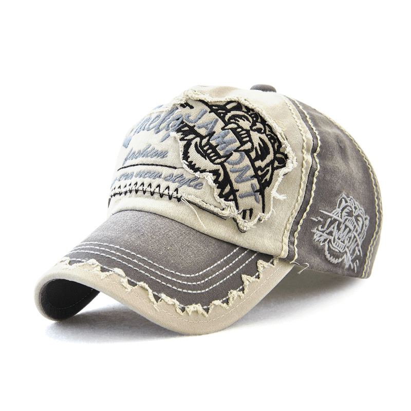 Men Women Canvas Letter Printted Patchwork Peaked Cap - MRSLM