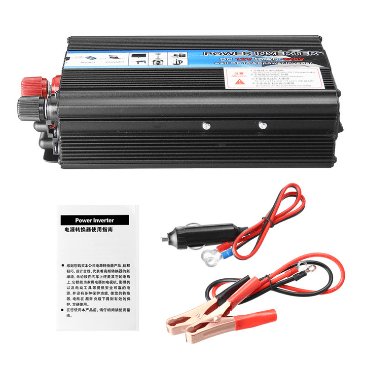 Solar Power Inverter 1000W True DC 12V to AC 220V USB Modified Sine Wave Converter Car Power Inverter Charger Adapter - MRSLM