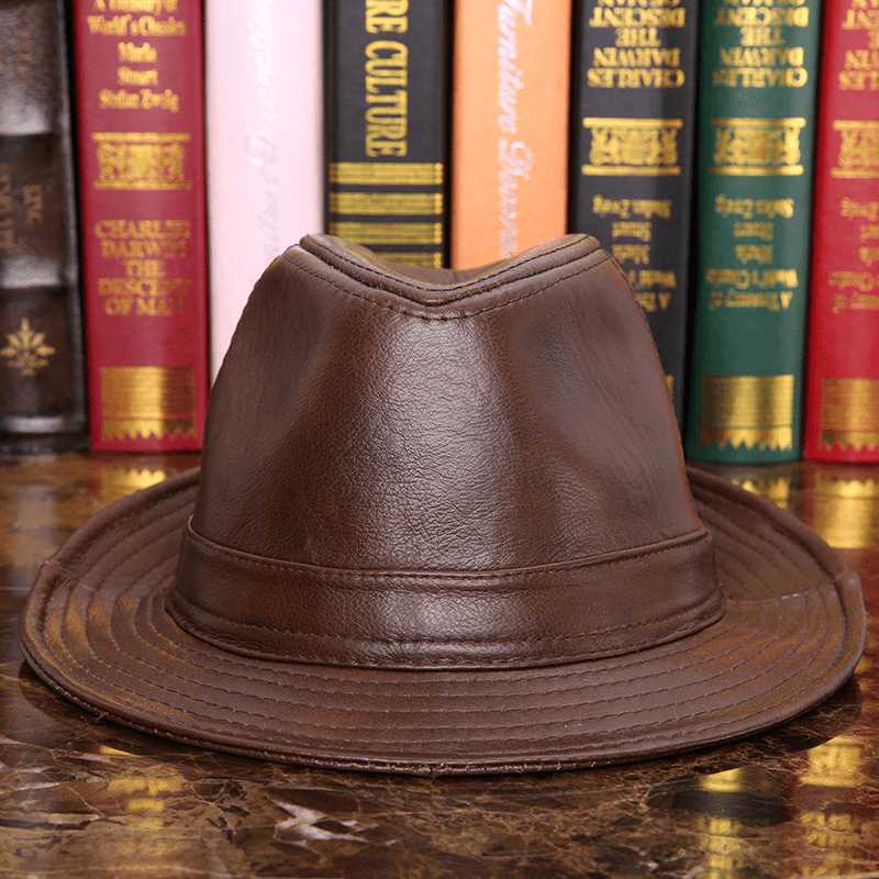 Men'S and Women'S Cowhide Hats with Big Eaves on the Street - MRSLM