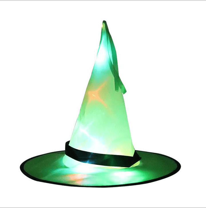 Halloween LED Costume Props Witch Hats LED Lights Cap for Halloween Outdoor Tree Hanging Ornament Home Glow Party Decor - MRSLM