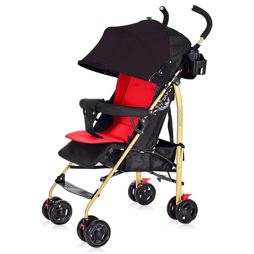 Folding Baby Stroller 100-175° Adjustable Anti-Uv Panel Canopy 4-Wheels Kids Pushchair for 0-3 Years Old - MRSLM