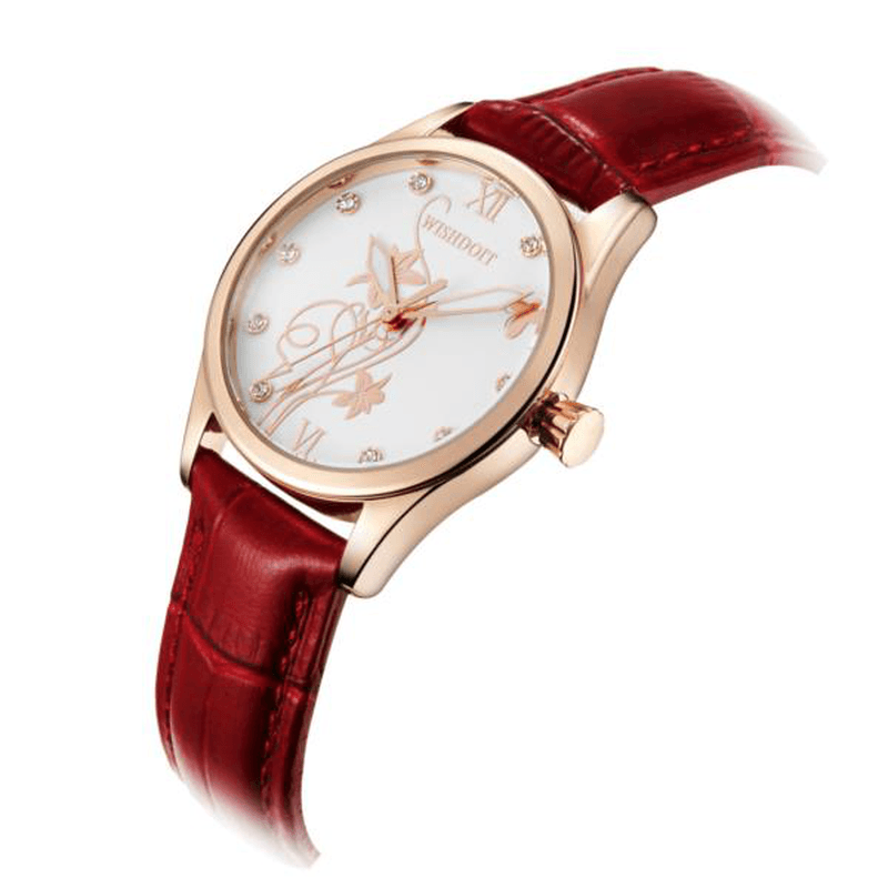 WISHDOIT WSD-005 Fashion Women Quartz Watch Roman Numerals Flower Iron Tower Wrist Watch - MRSLM