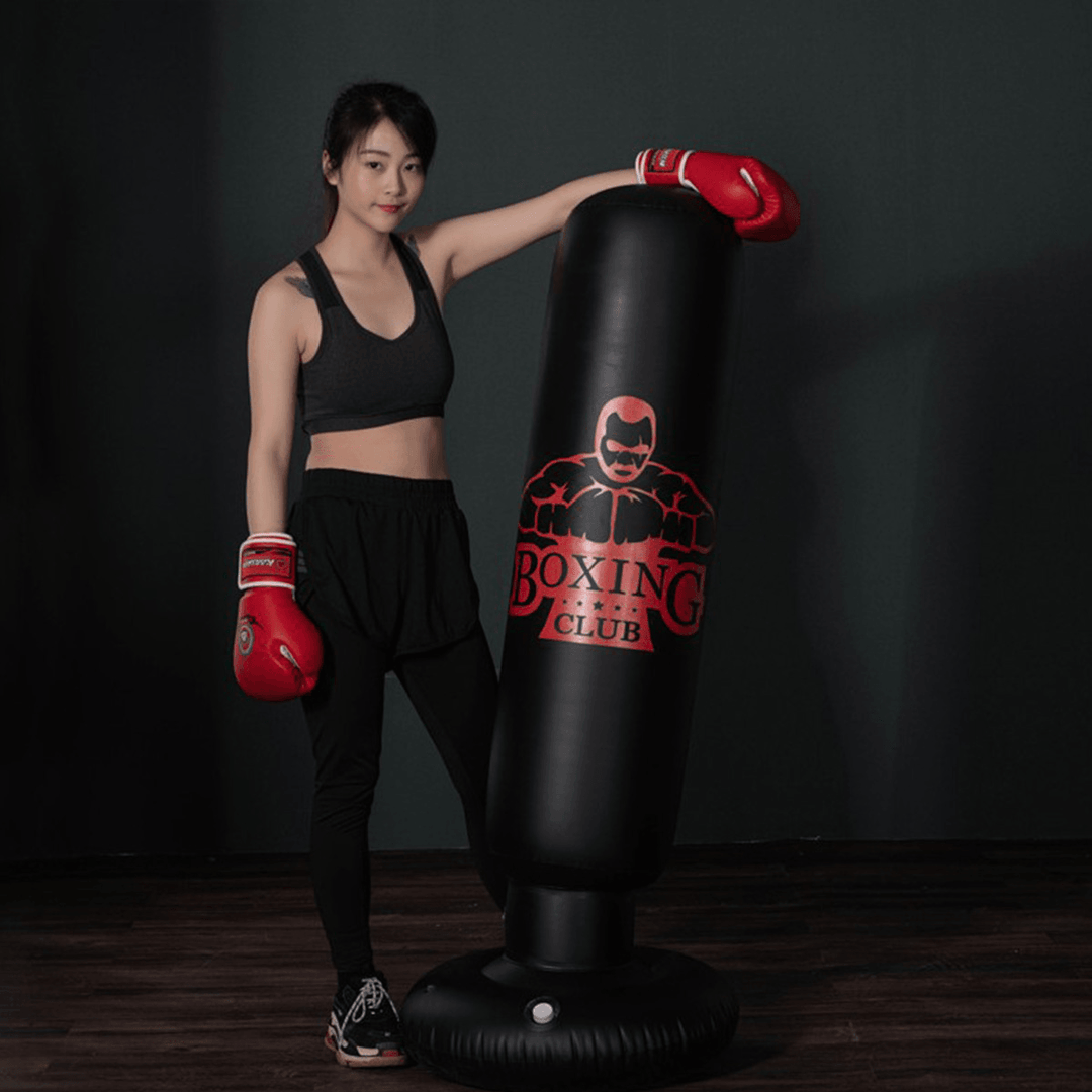 Inflatable Boxing Bag Boxing Pillar Punching Bag PVC Thickening Home Fitness Inflatable Punching Bag for Children Adult - MRSLM