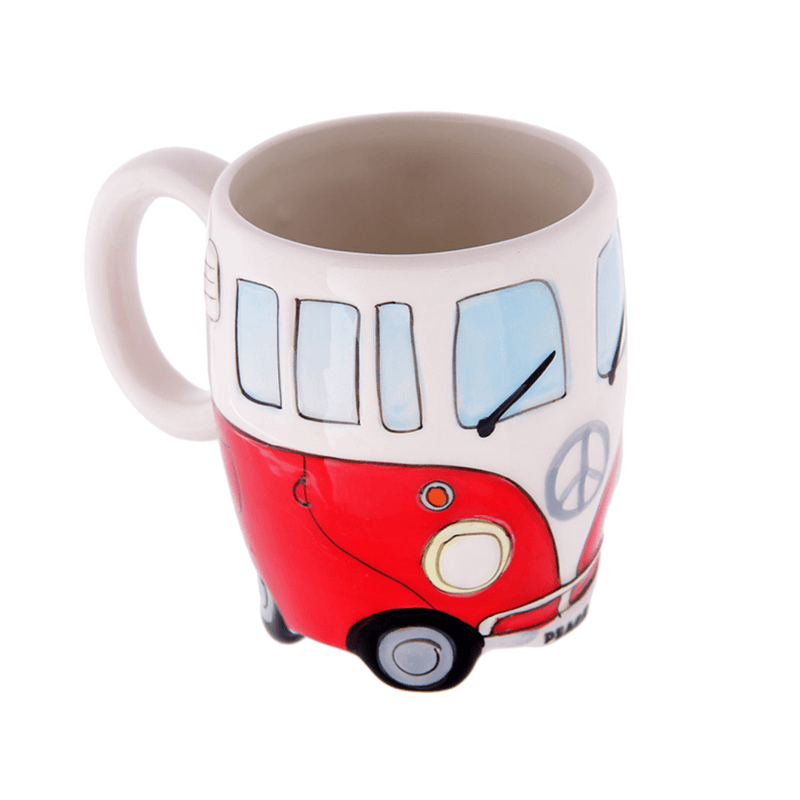 Creative Hand Painting Cartoon Double Bus Mugs Retro Ceramic Cup Coffee Milk Tea Mug Drinkware Novetly Gift Cartoon Double Bus Mugs - MRSLM