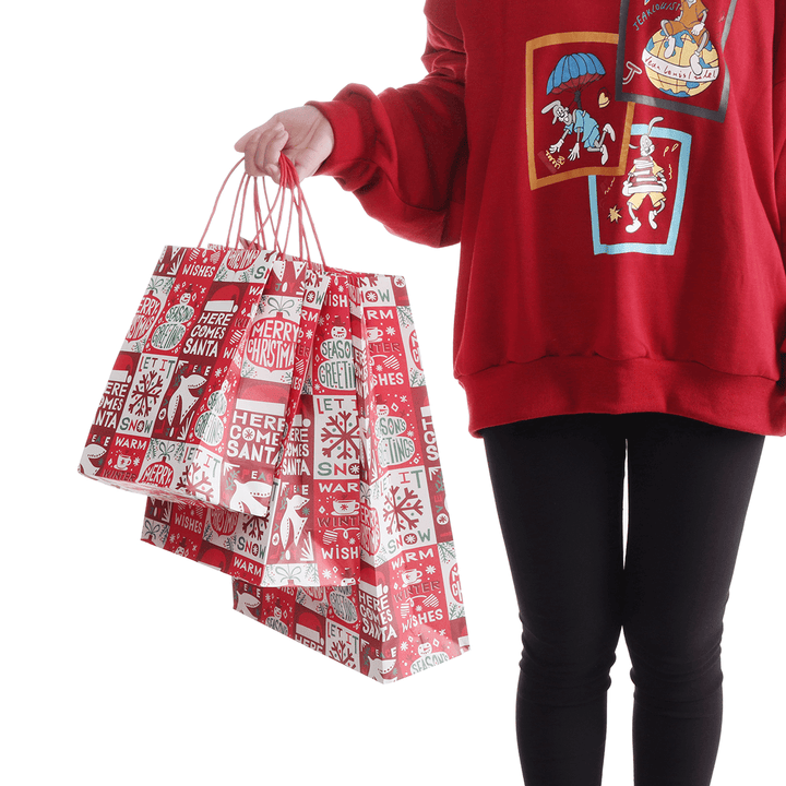 12Pcs/Lot Christmas Kraft Paper Bag Santa Gift Bag Candy Bag Christmas Party Sup - MRSLM