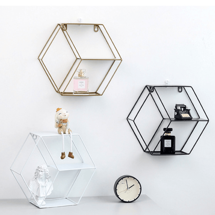 Geometric Metal Iron Storage Wall Shelf Rack Display Organization Home Decor - MRSLM