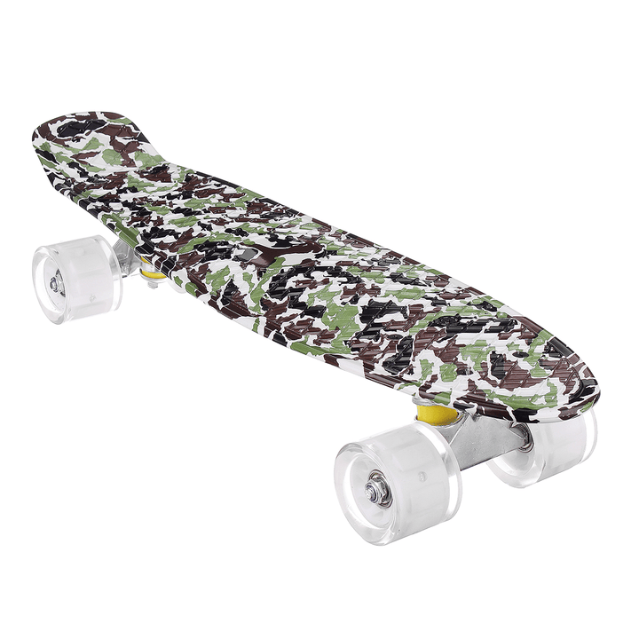 22" Junior Youth Skateboard Mini Standard Skate Board with High Rebound LED Flashing PU Wheels Long Board Gift for Beginners Gift for Children Adults - MRSLM