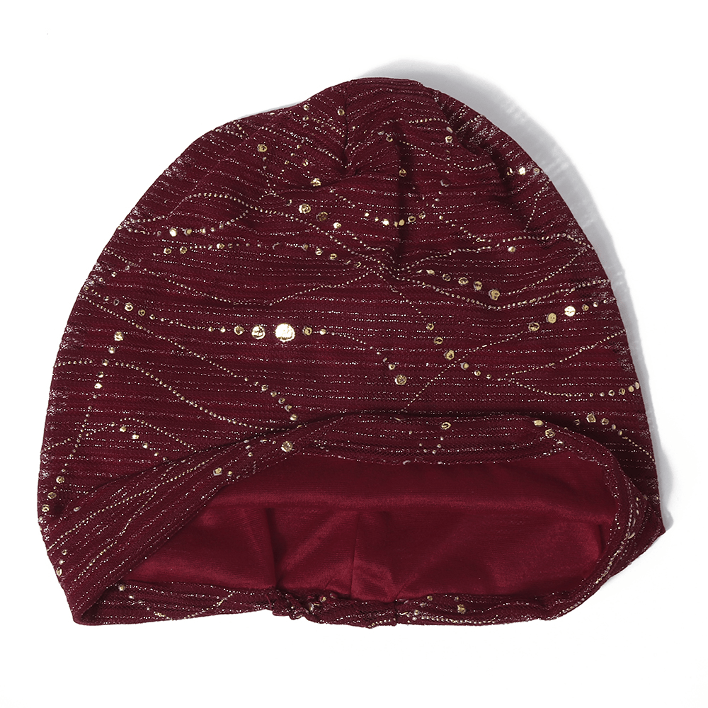 Women Ethnic Cotton Breathable Beanie Cap Fashion Print Brimless Cap - MRSLM