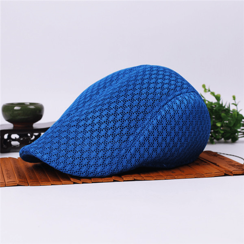 Unisex Mesh Beret Hats Breathable Solid Outdoor Sports Cabbie Golf Gentleman Visor Cap - MRSLM