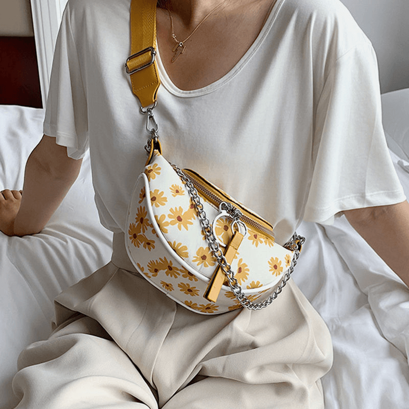 Women PU Summer Small Daisies Chest Bag - MRSLM