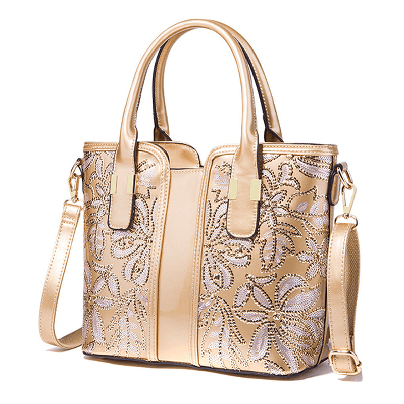 Women Sequin Patent Leather Handbag - MRSLM