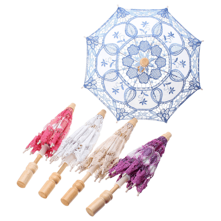 Lace Embroidered Umbrella Elegance Parasol for Party Bridal Wedding Decoration - MRSLM