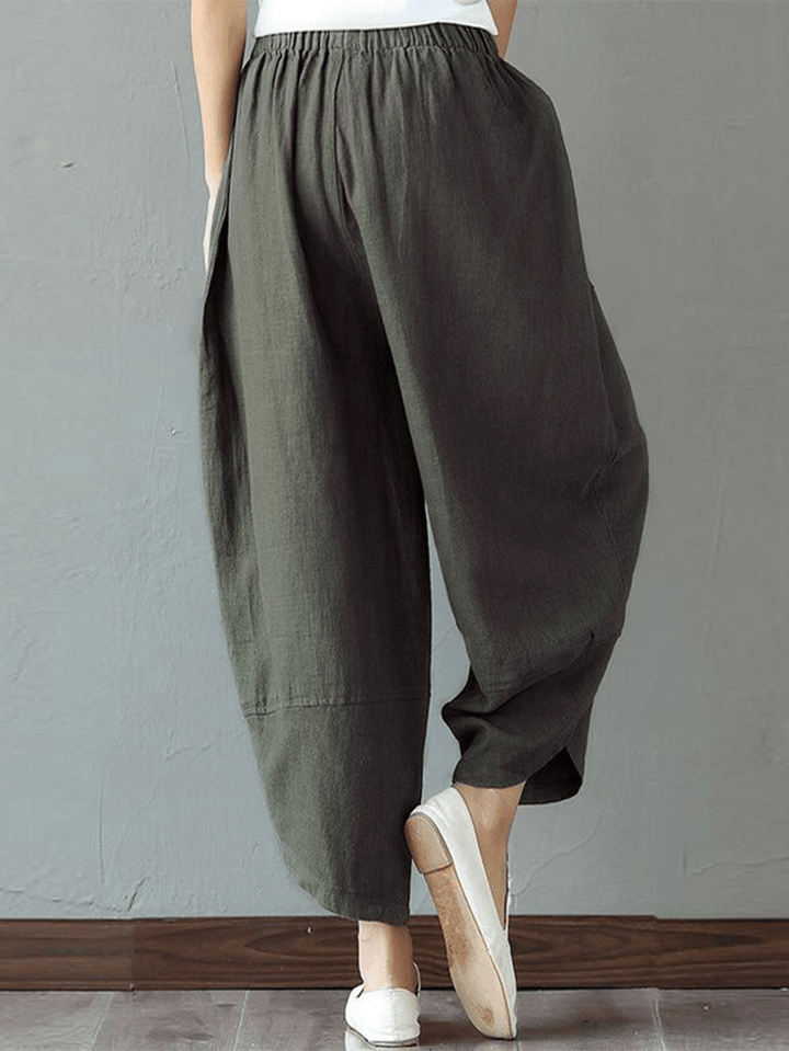 100% Cotton Loose Plicing Ninth Ethnic Style Vintage Pants - MRSLM