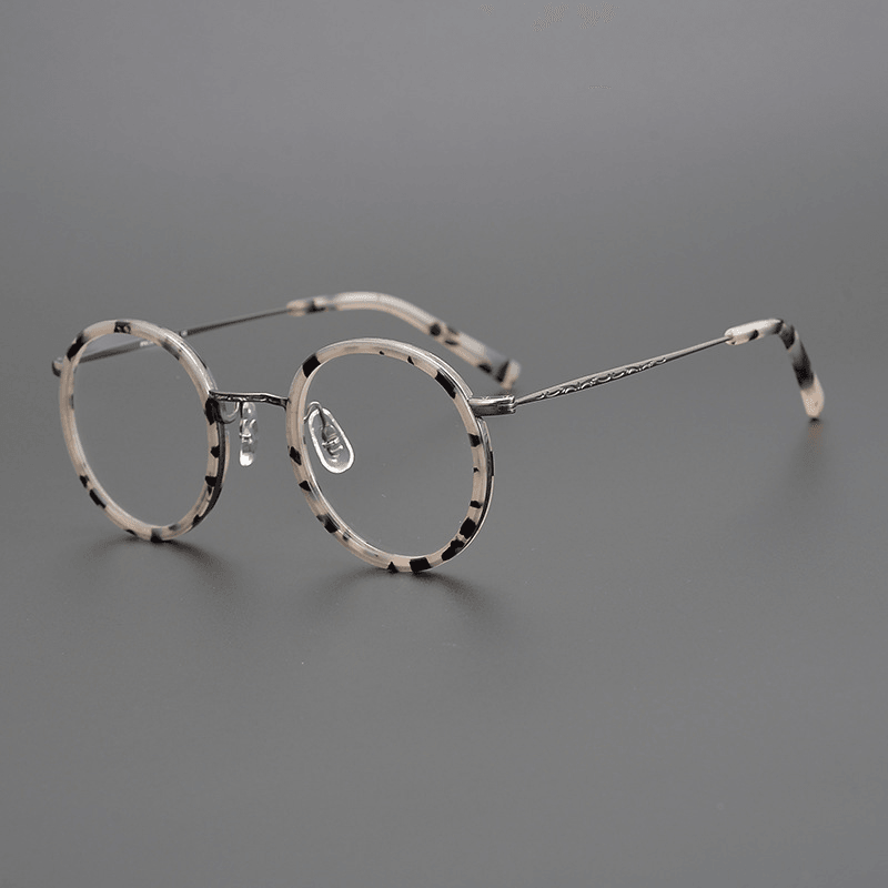 Pure Titanium Frame Handmade Retro Carved Small Round - MRSLM