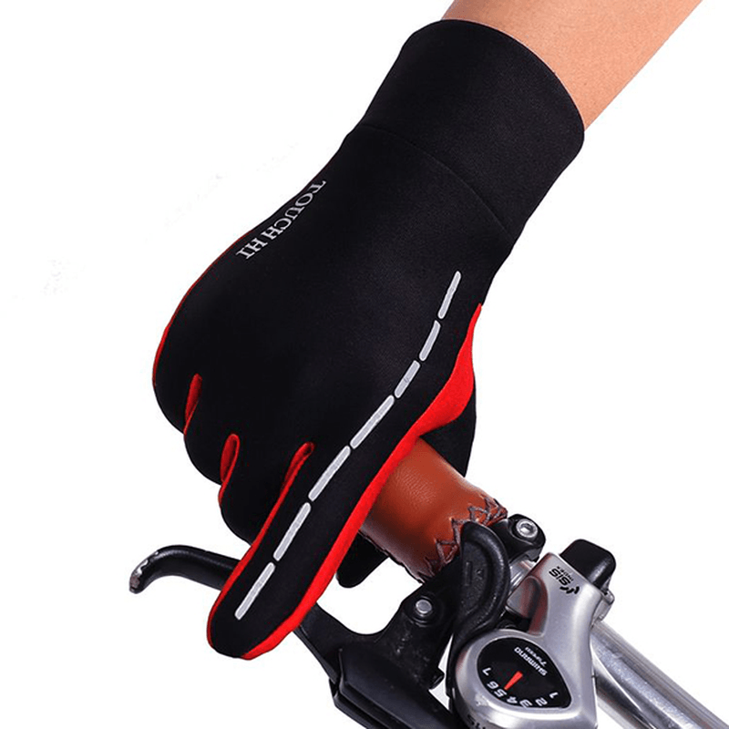 Mens Anti-Skid Fleece Outdoor Cycling Gloves Winter Warm Full Finger Windproof Mittens - MRSLM