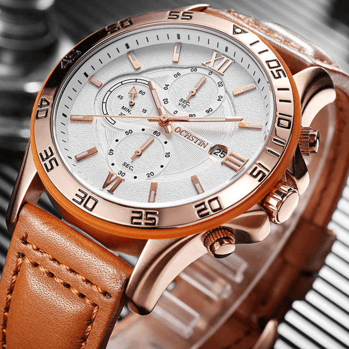 OCHSTIN GQ068A Multi-Function Chronograph Men Wrist Watch Business Style Quartz Watches - MRSLM