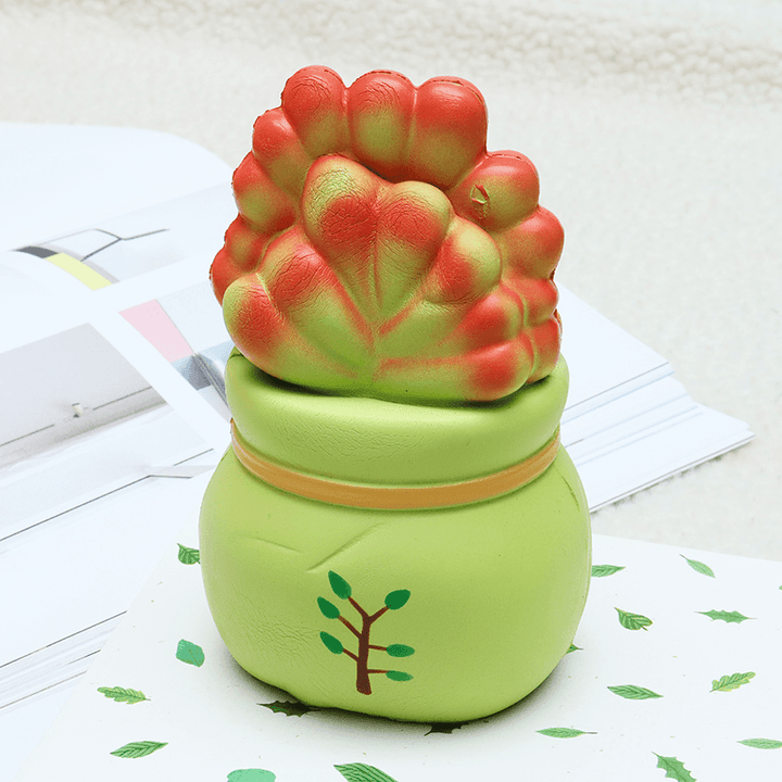 Vlampo Licensed Slow Rising Squishy Potted Succulents Lucky Plant Home Decoration Stress Release Toy 14Cm - MRSLM