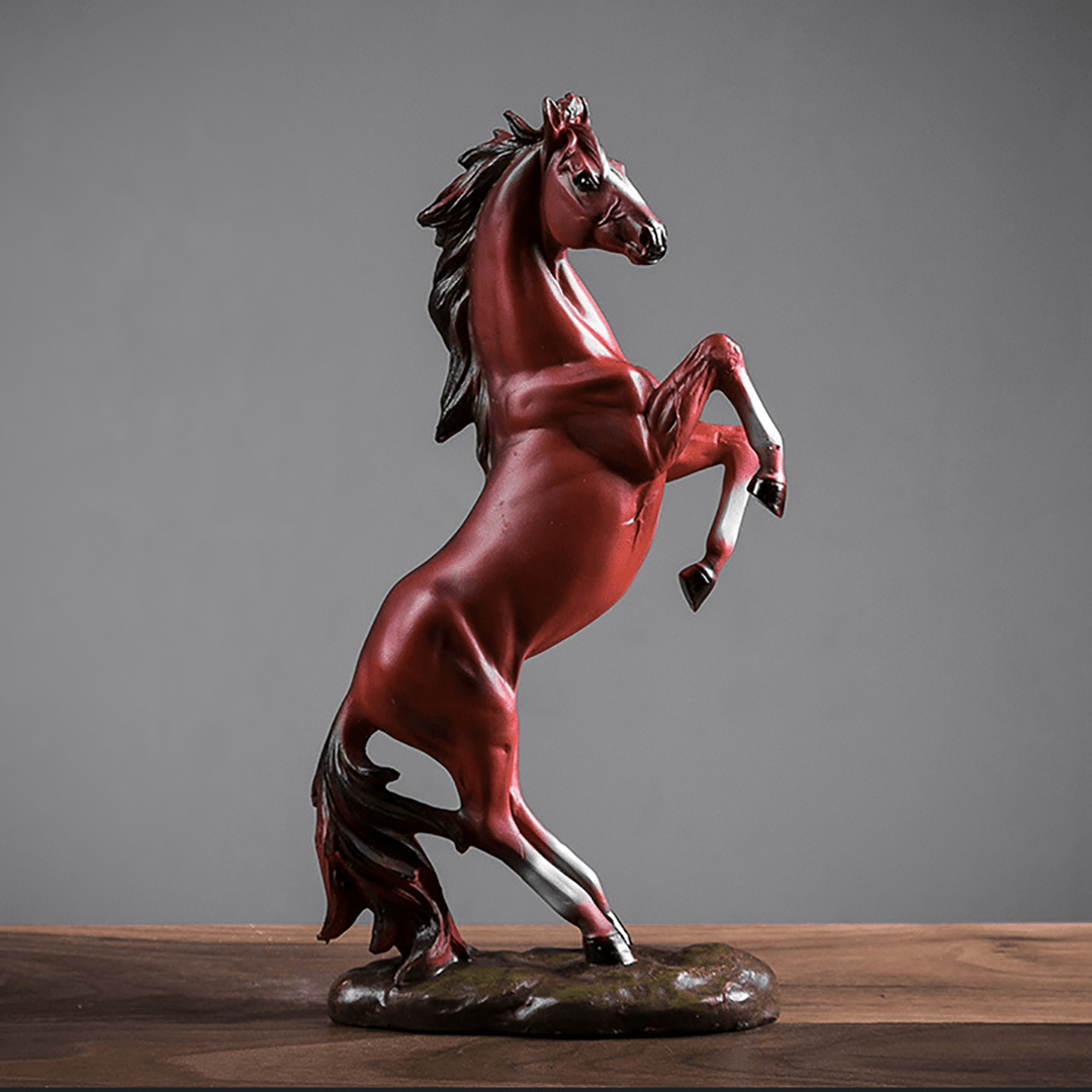 Resin Horse Statue Ornament Figurine Chic Home Hotel Feng Shui Horse Decorations - MRSLM