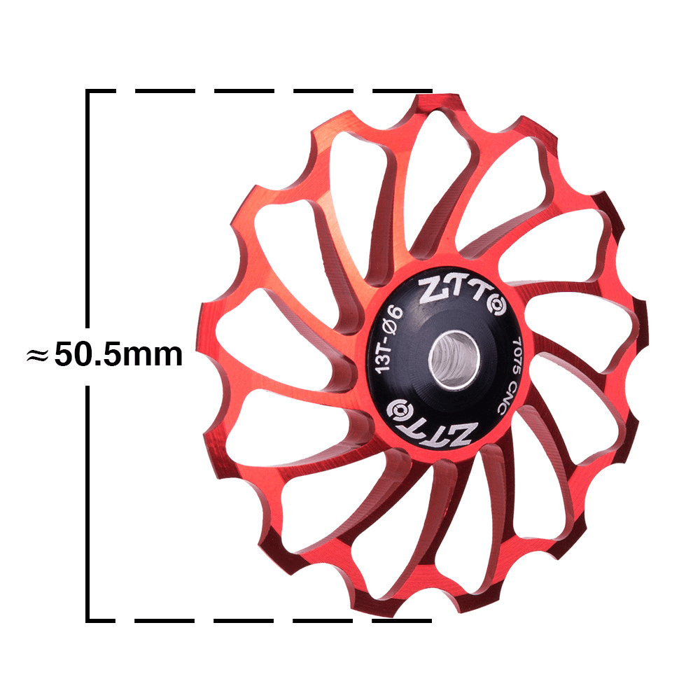 ZTTO 13T 4/5/6MM Lightweight High Strength Aluminum Alloy Ceramic Rear Paddle Guide Wheel MTB Road Bicycle Guide Roller - MRSLM