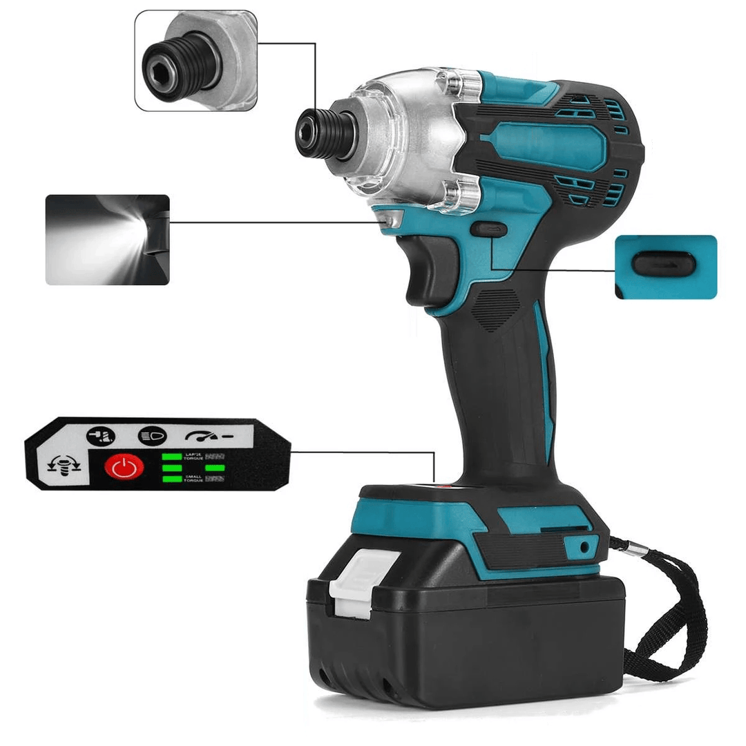 350N.M 18V Brushless Cordless Electric Impact Wrench Driver Screwdriver Power Tools W/ None/1/2 Battery for Makita - MRSLM