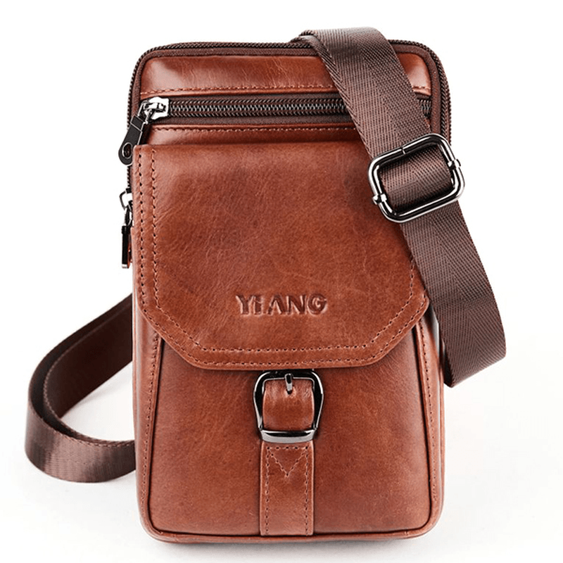 Men Genuine Leather Personalized 5.5 Inches Phone Bag - MRSLM