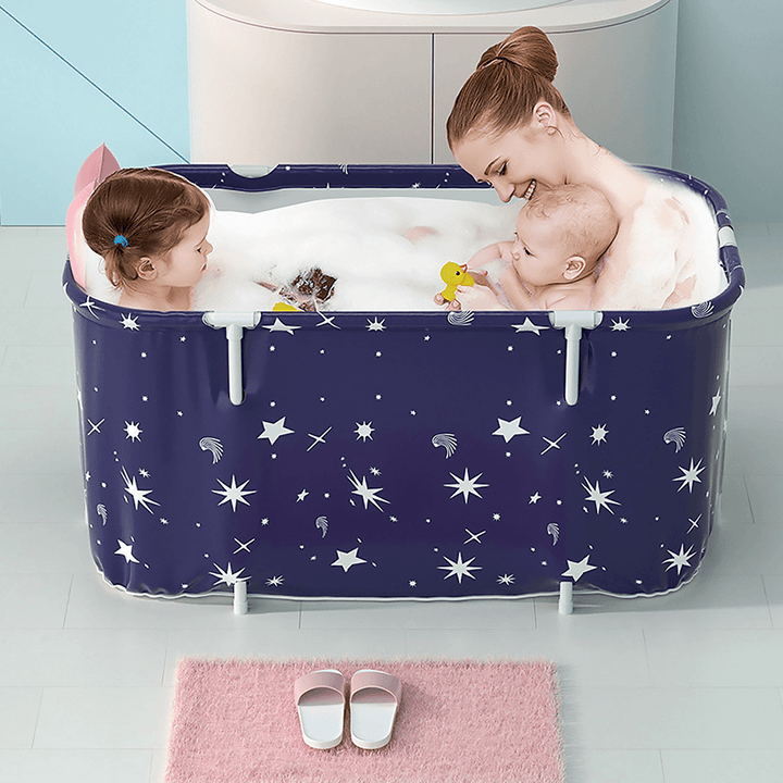 120*55*50CM Large Bath Sauna Adult Folding Bathtub Barrel SPA Household Family Tub - MRSLM