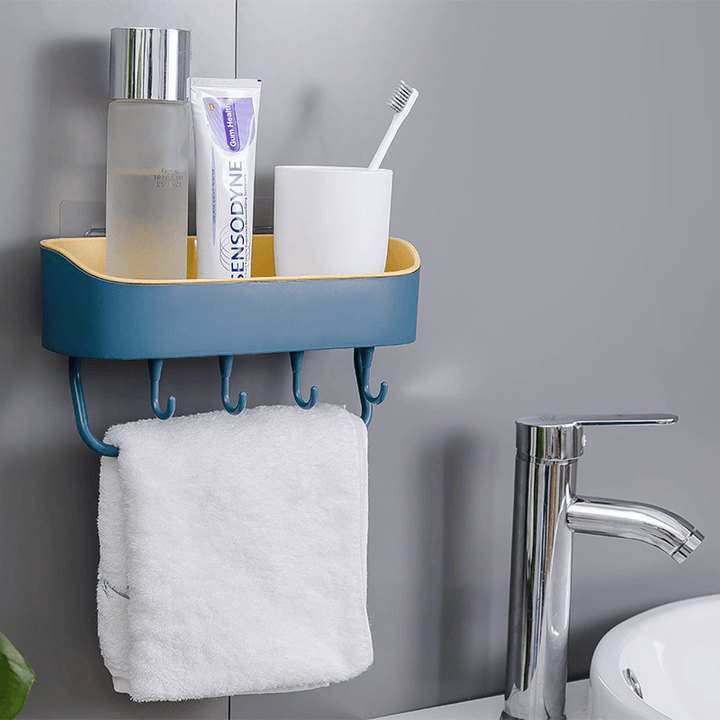 Bathroom Shelf Organizer Bath Shower Gel Shampoo Holder Storage Rack Punch Free - MRSLM