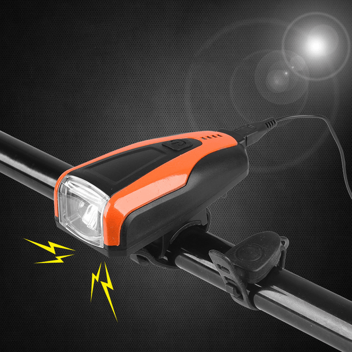 250Lm Bike Headlight 3 Modes Adjustable USB Rechargeable Bicycle Front Lamp 150Db Horn Outdoor Cycling - MRSLM