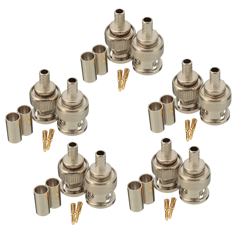 Excellway® 10 Sets BNC Plug Crimp Connectors Adapter for RG58 RG-58 Coax Male Antenna Cable - MRSLM