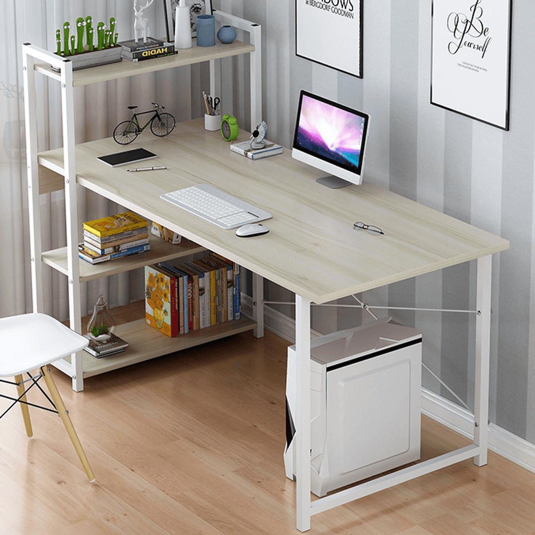 Computer Laptop Desk Writing Study Table Bookshelf Storage Rack Desktop Workstation with Storage Shelves Home Office Furniture - MRSLM