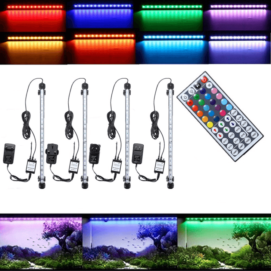 38CM 5.9W RGB LED Aquarium Fish Tank Light SMD5050 Color Changing Bar Submersible Lamp + Remote Control AC110-240V - MRSLM