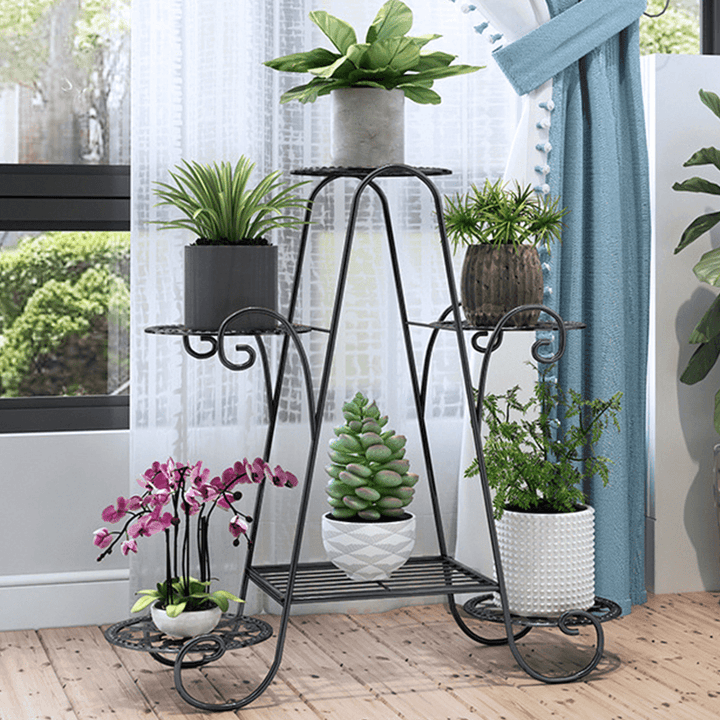 6-Layer Flower Stand Wrought Iron Plant Shelf Indoor Creative Art Rack - MRSLM