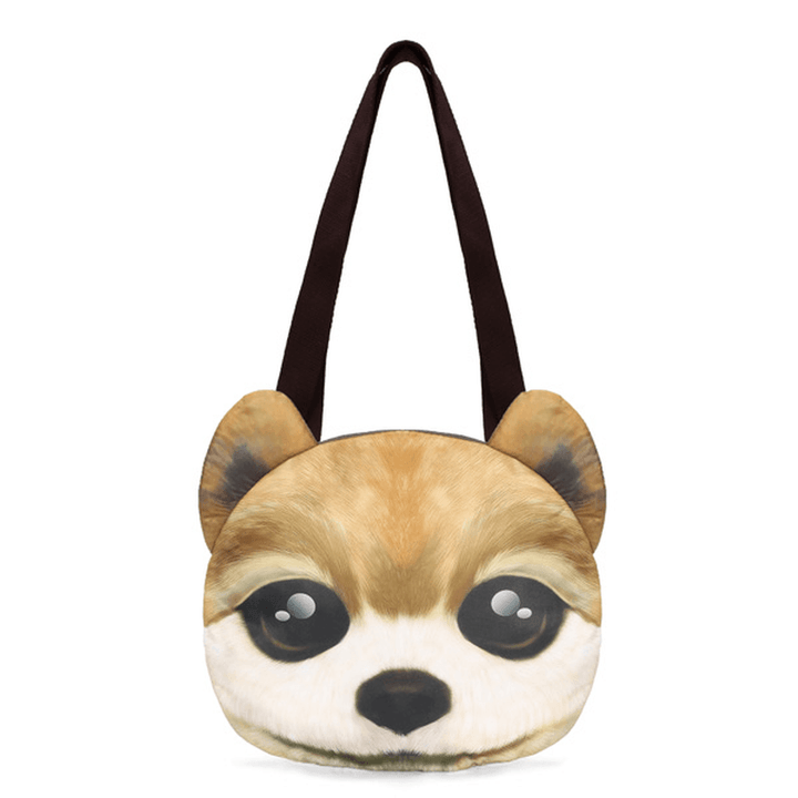 Women 3D Dog Cat Pussy Face Purse Cute Shopping Tote Shoulder Bag - MRSLM