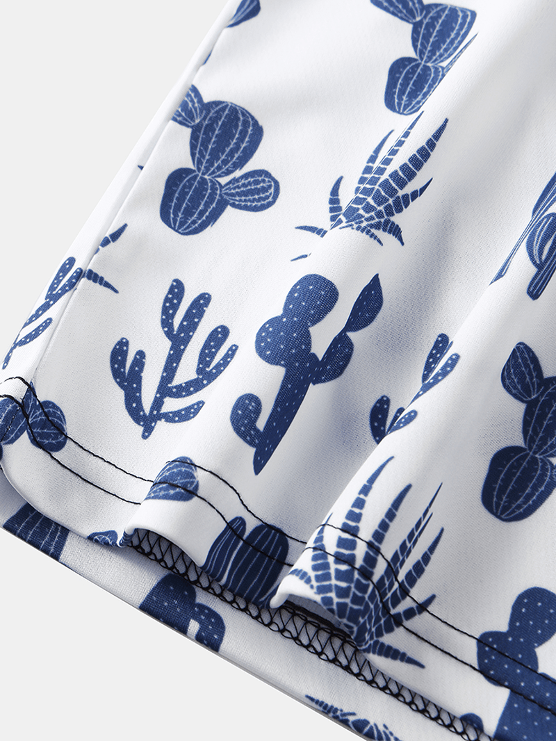 Designer Cactus Print Short Sleeve T-Shirts - MRSLM