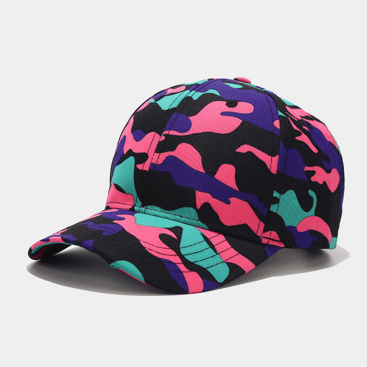 Unisex Camouflage Baseball Cap Colored Graffiti Cotton Outdoor Suncreen Wild Fitted Hat - MRSLM