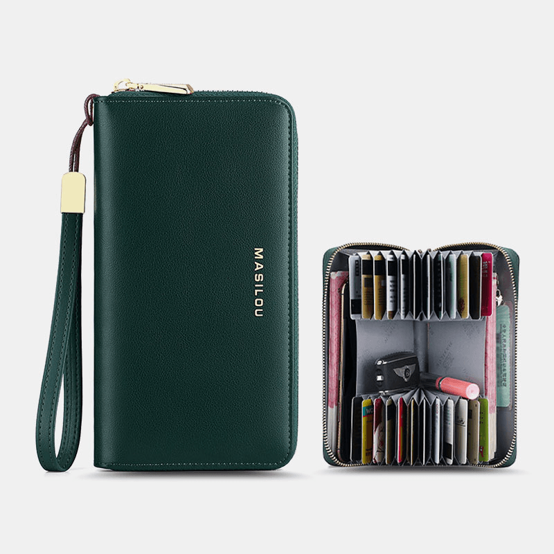 Women Long Large Capacity Genuine Leather Wallet Simple RFID Anti-Theft 6.5 Inch Clutch Wallet Multi-Card Slots Card Holder Purse - MRSLM