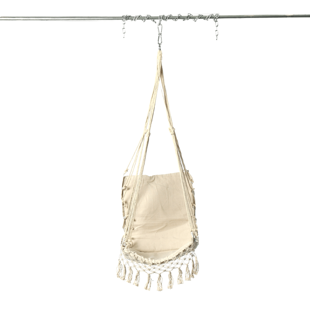 Tassel Hanging Chair Canvas Swing Hanging Chair Stable Indoor Outdoor Garden Travel Swing - MRSLM