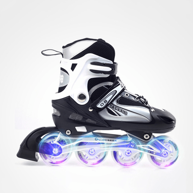 Unisex Adjustable Four Flashing Wheels Skates Shoes Wear-Resisting Rollerblade Skate Shoes - MRSLM