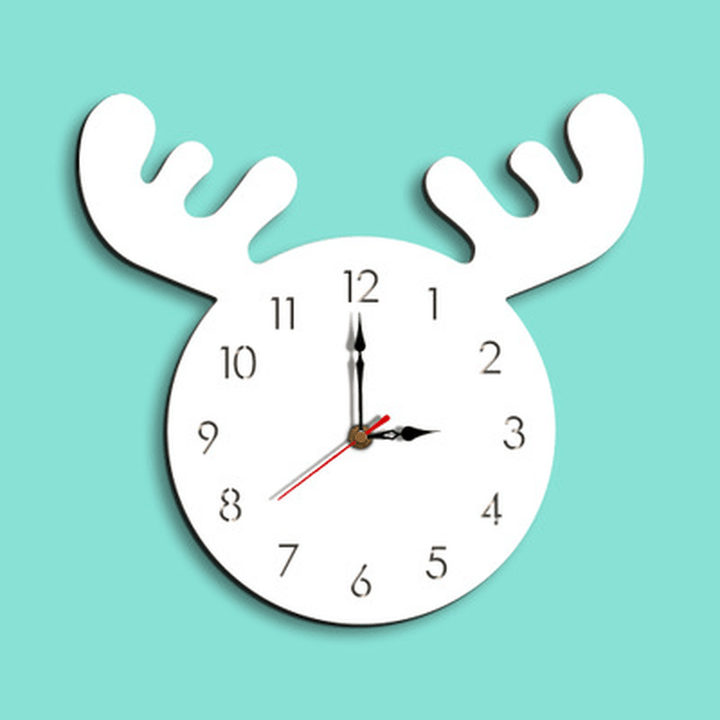 Wapiti Head Creative Wall Clock Living Room Home Cartoon Children'S Clock - MRSLM